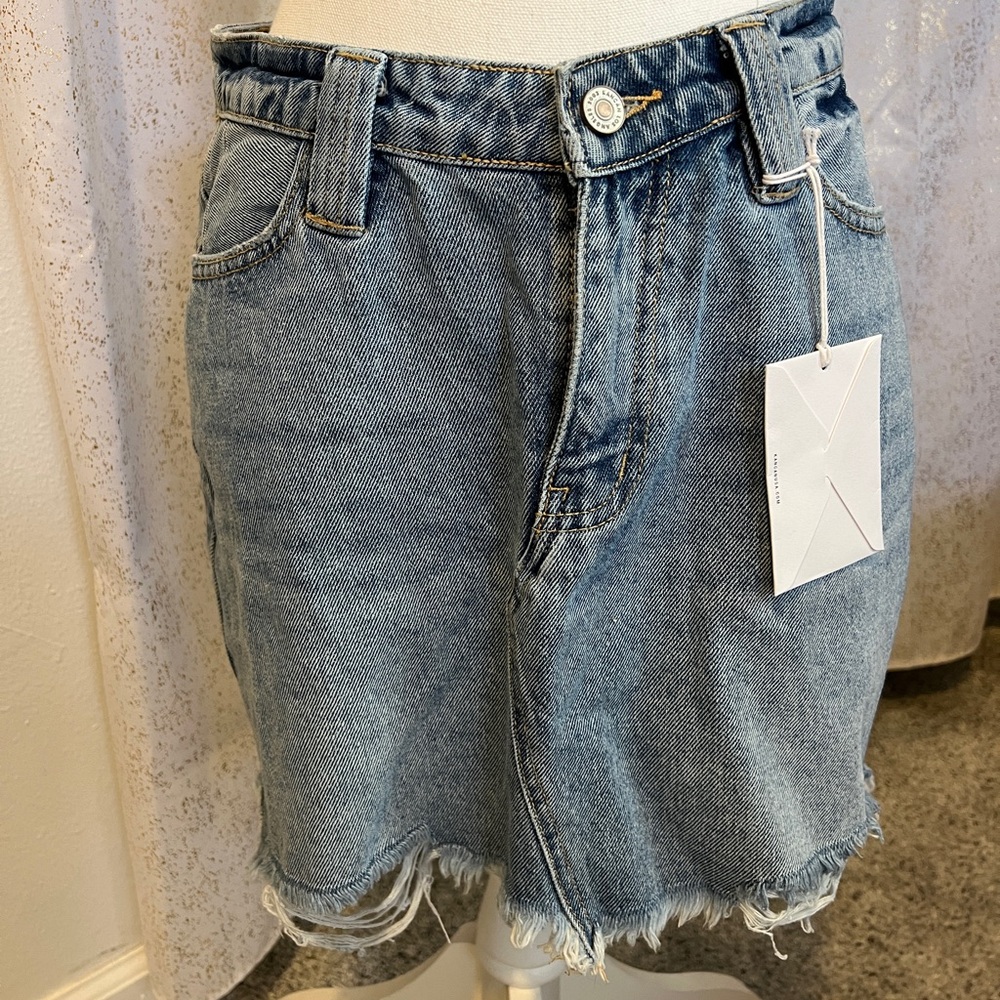 NWT KanCan High Rise Denim Mini Skirt sz lg - Picture 10 of 10